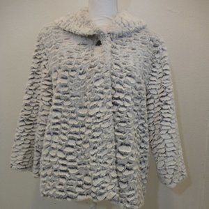 White and Gray Faux Fur Coat Jacket Size 12